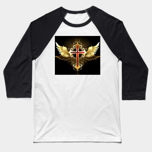 Cross with Golden Wings Baseball T-Shirt